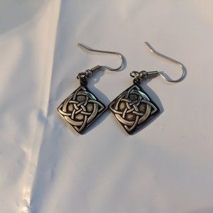 Silver Celtic Knot Earrings, pierced